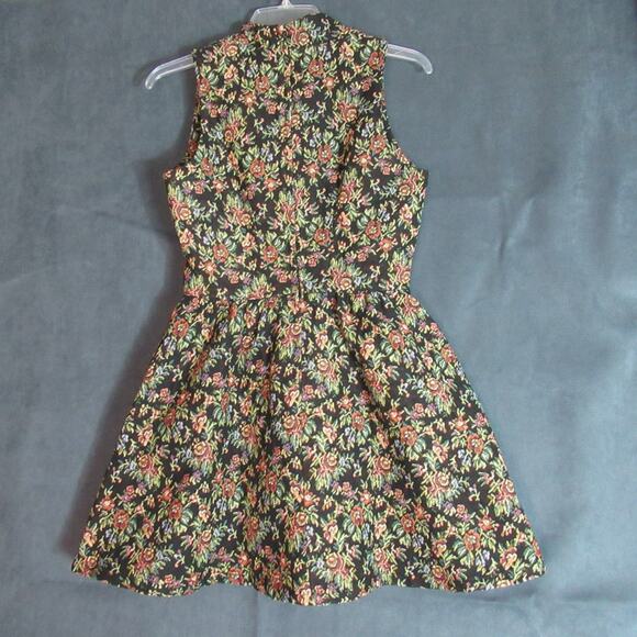 Double Zero Dress Womens Small Black Floral Tapestry Posh Fit & Flare Flirty - Picture 4 of 10